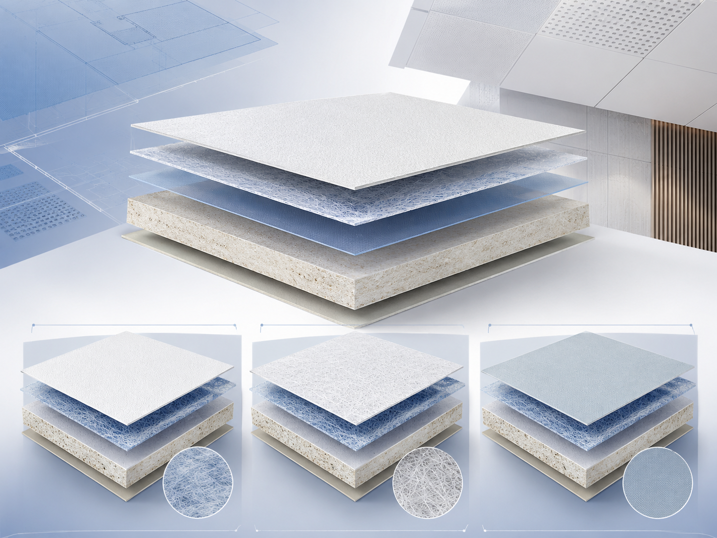 Material direction visual for acoustic fiberglass facer options