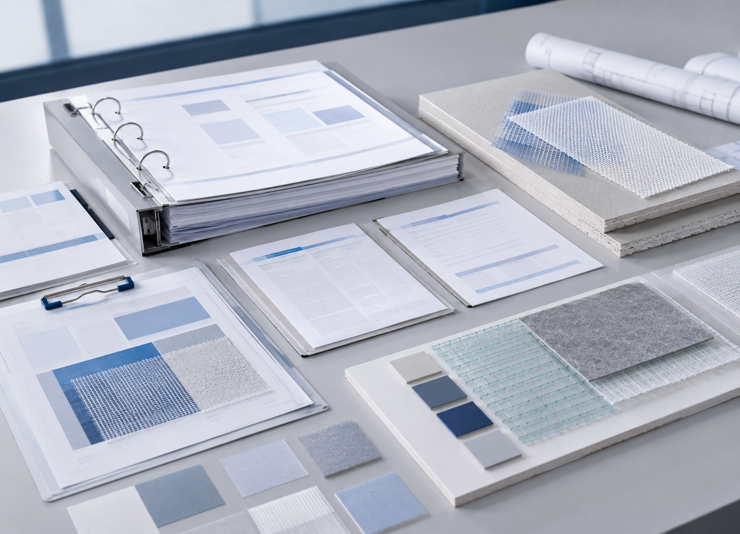 Technical document support visual for gypsum board facer review