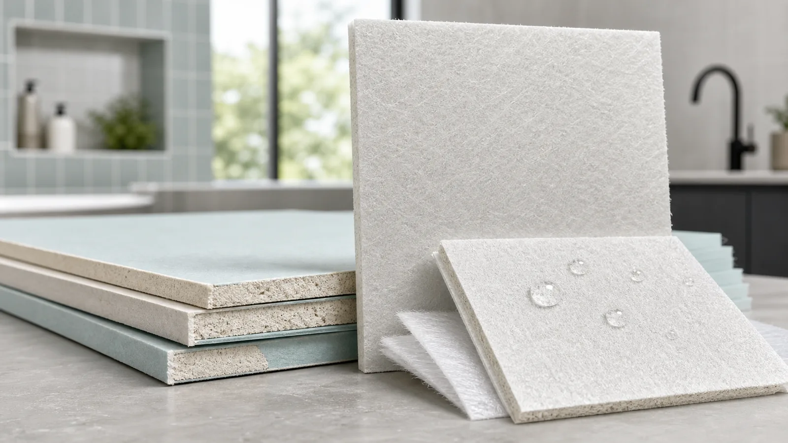 Moisture-resistant fiberglass facer sample reviewed with gypsum board application context.