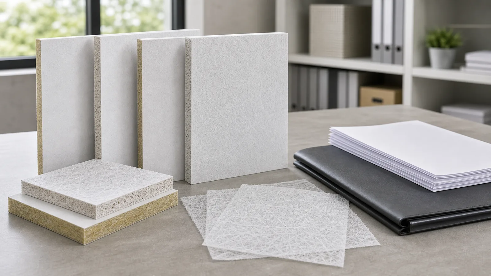 Fiberglass facer samples and generic technical document folders prepared for document request review.