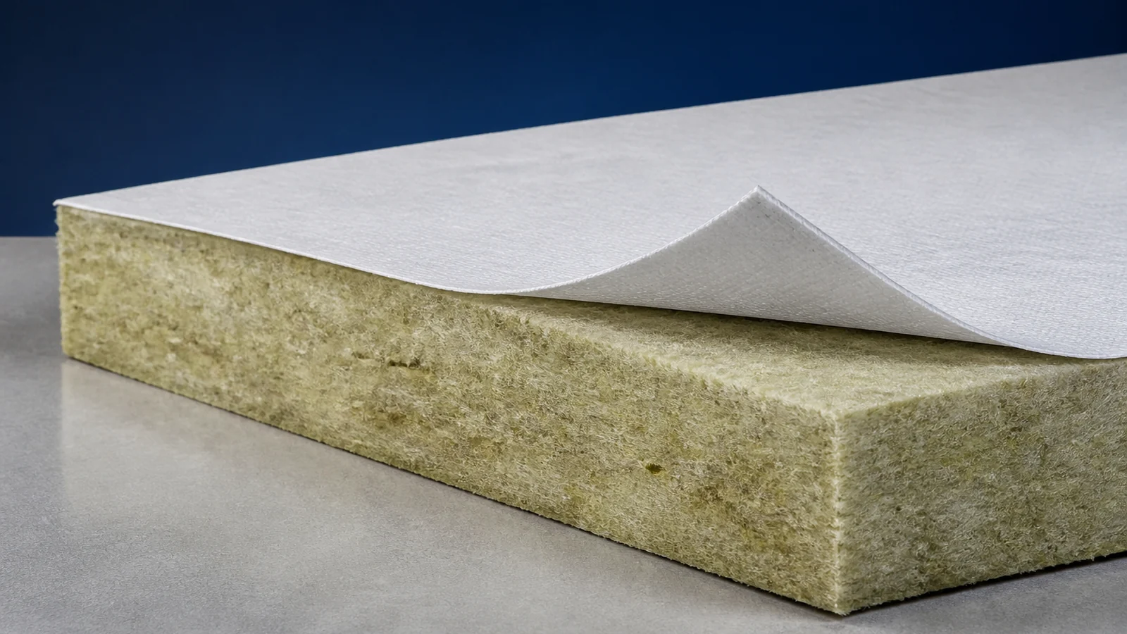 High-Hiding White Acoustic Facing applied to an acoustic or insulation board surface.