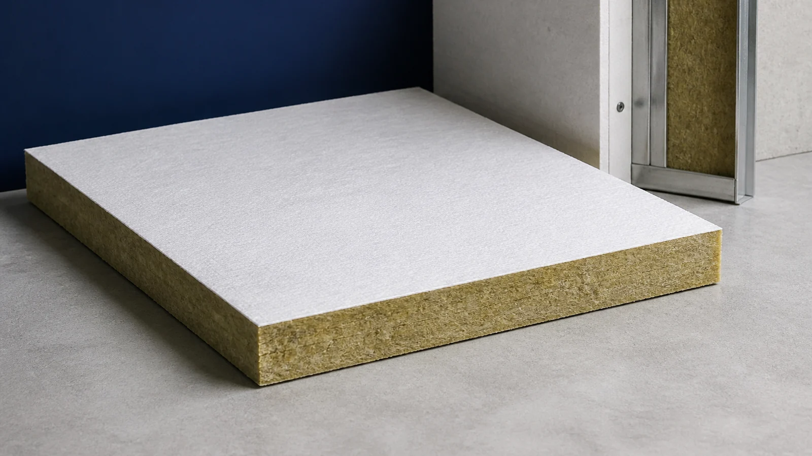 Fluorine-Free Thermal Insulation Facing applied to an acoustic or insulation board surface.