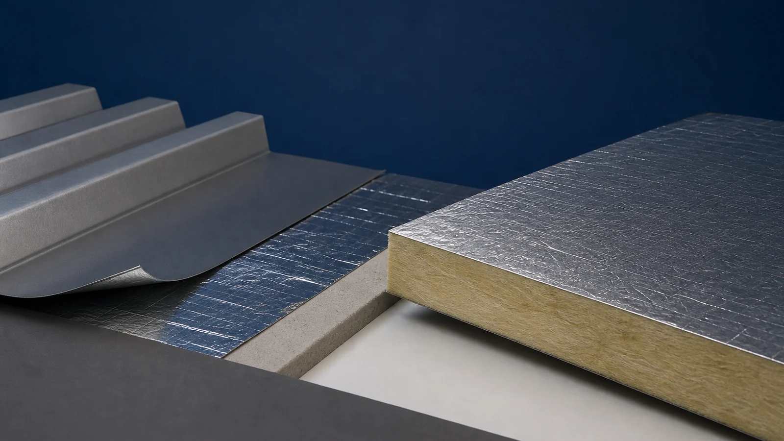 Foil and Foil-Composite Insulation Facers applied to an acoustic or insulation board surface.