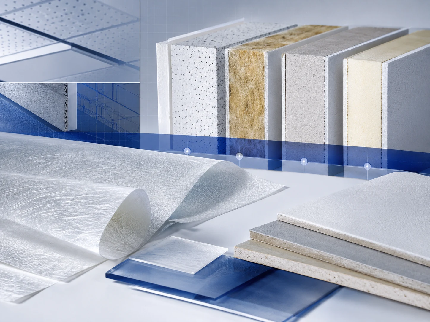 Fiberglass facer and board system material directions
