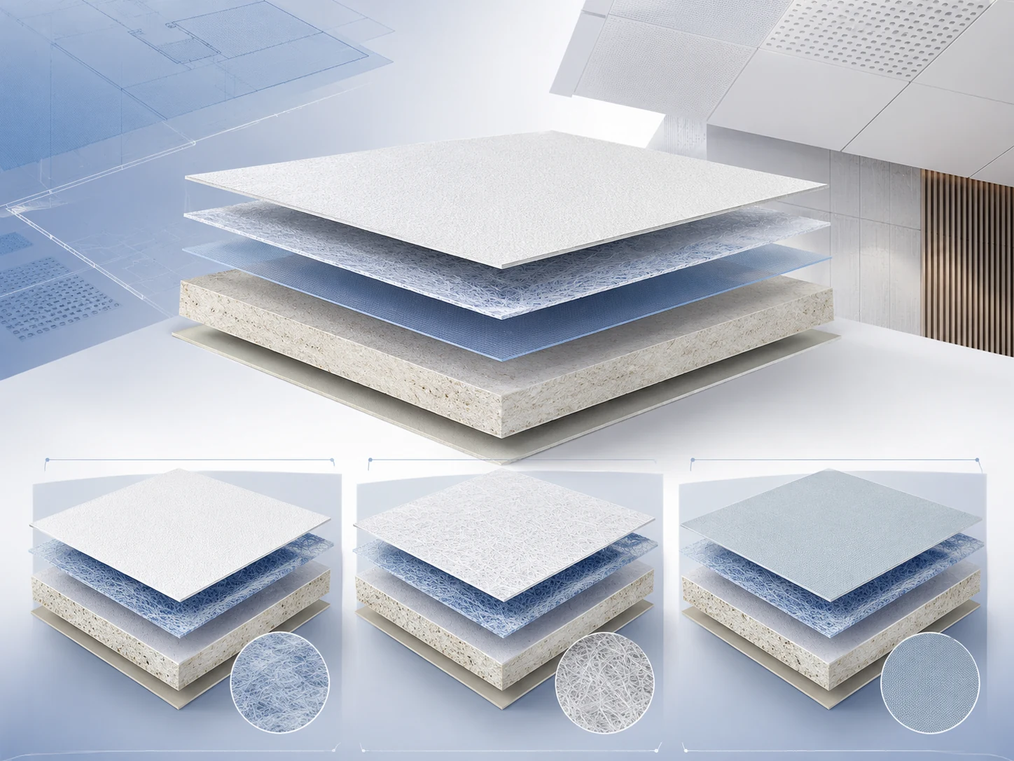 Material direction visual for acoustic fiberglass facer options