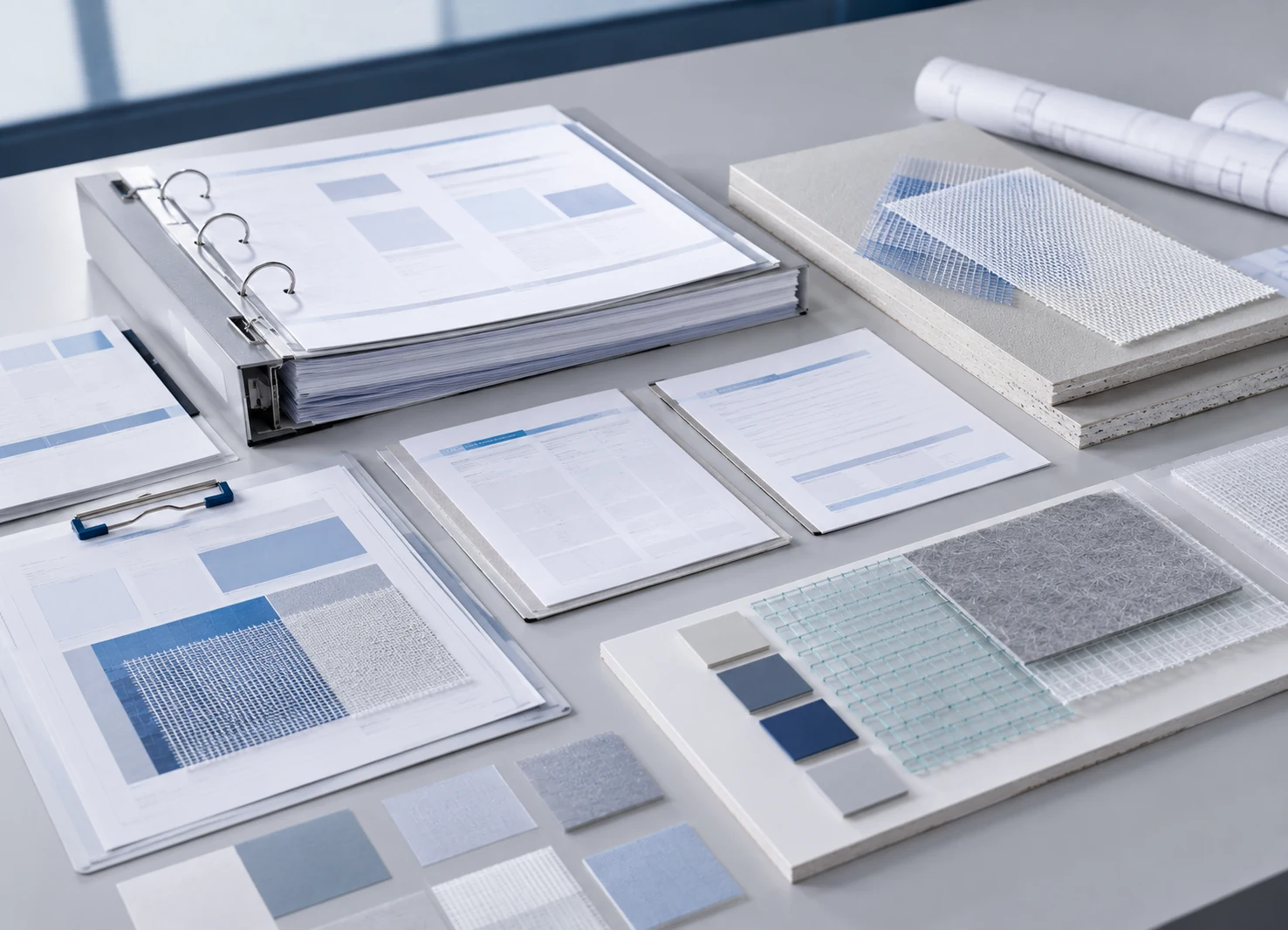 Technical document support visual for gypsum board facer review